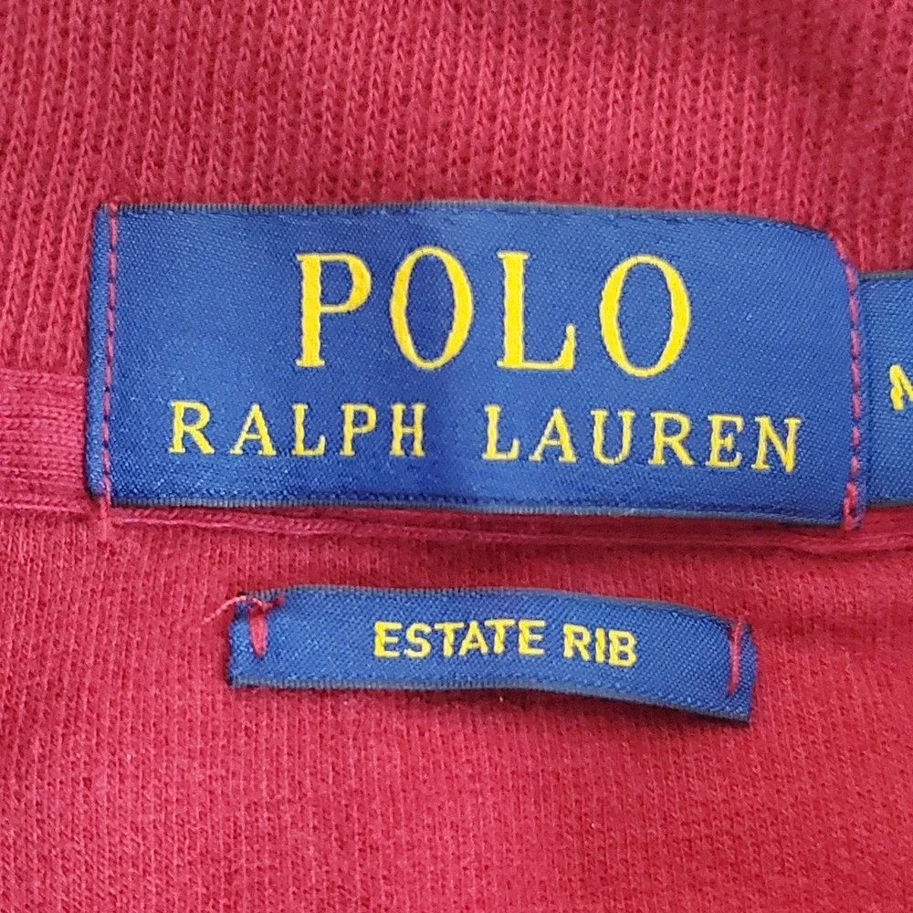 Polo Ralph Lauren Estate Rib Men's Medium Red‎ Knit Pullover 1/4 Zip Long Sleeve